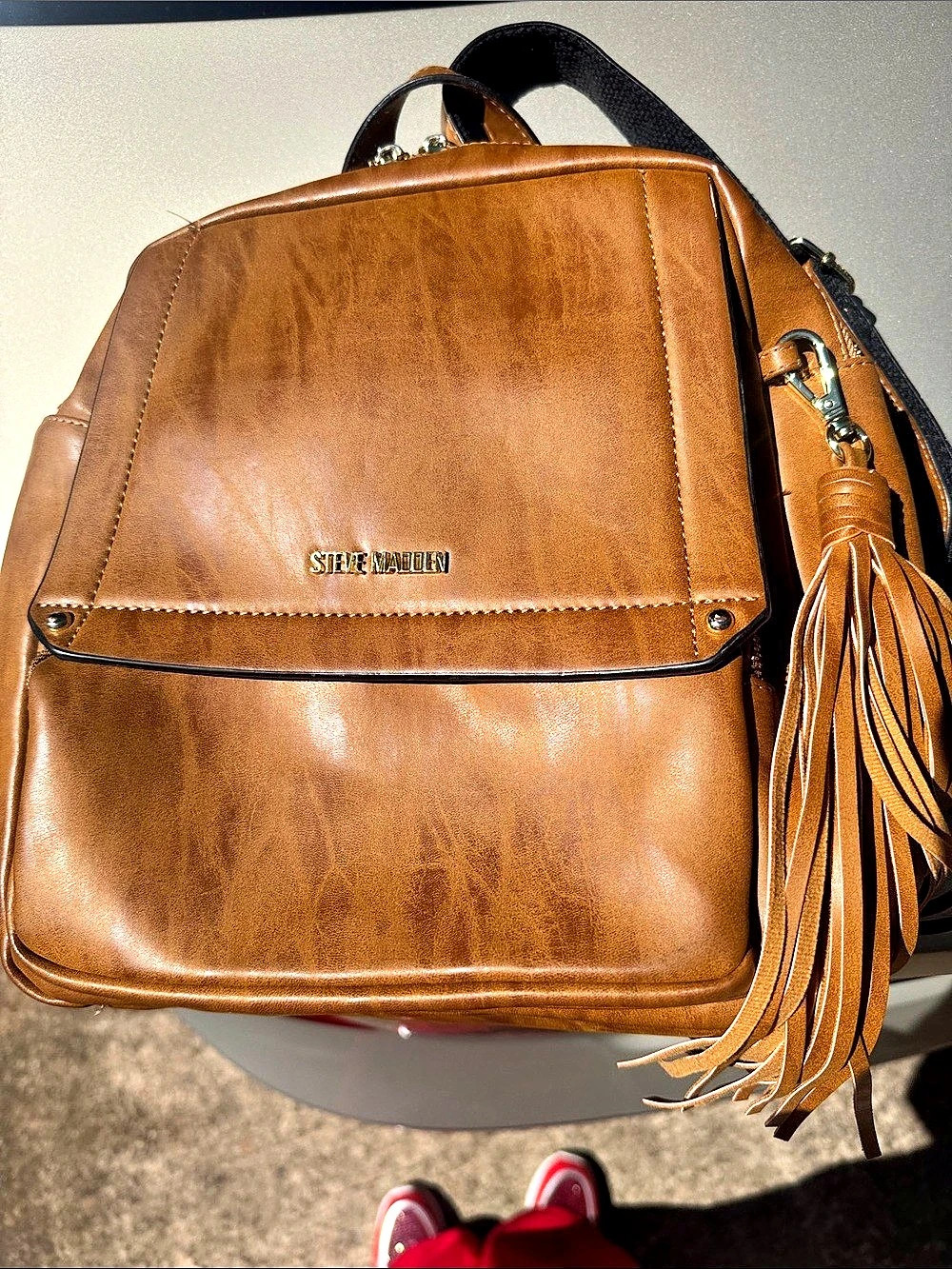 Steve Madden Brown Tassel Backpack